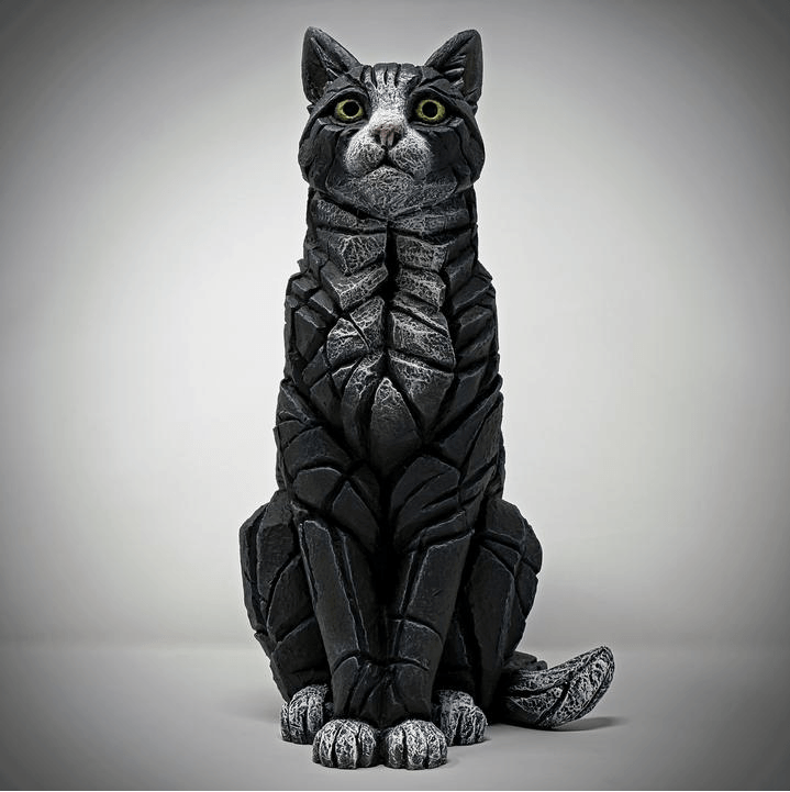 Sitting Cat Black and White Logo - Cat (Black and White)- Edge Sculpture