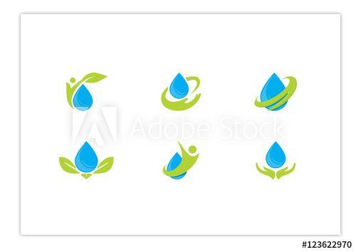 Water Leaf Logo - Water, leaf, and human logo bundle, set, pack 2 this stock