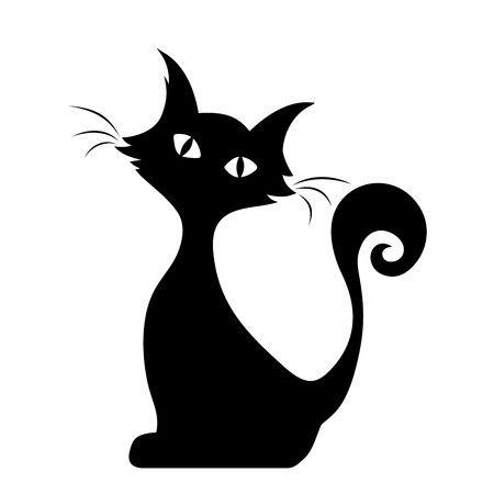 Sitting Cat Black and White Logo - Vector black silhouette of a sitting cat.: Royalty-free vector graphics