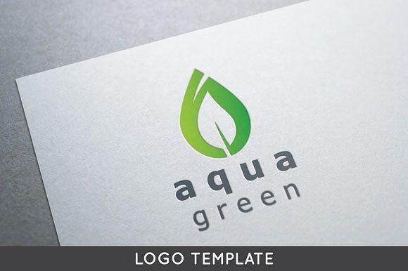 Water Leaf Logo - Aqua Green Logo ~ Logo Templates ~ Creative Market