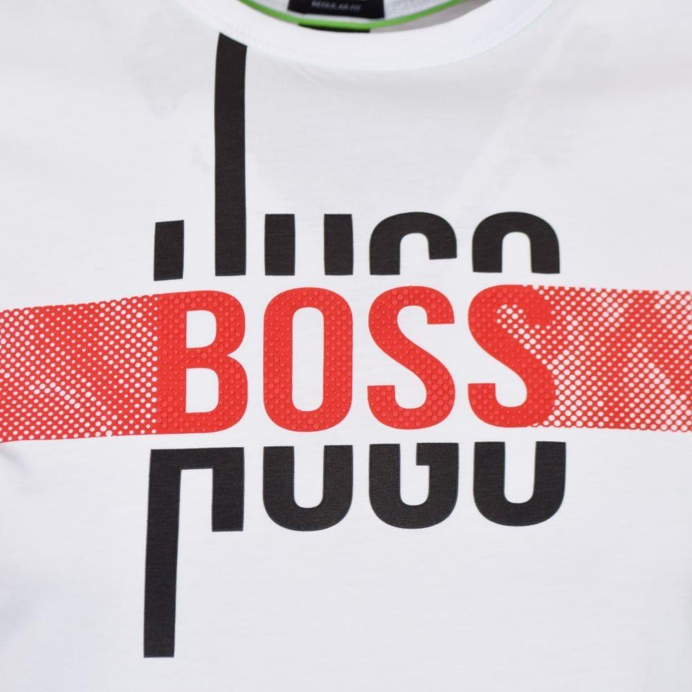 Green and Red Co Logo - BOSS Hugo Boss Green White/Red Stripe Text Logo T-Shirt - Men from ...