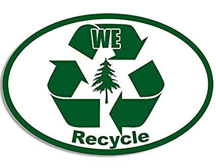 We Recycle Logo - American Vinyl Oval WE Recycle Sticker Logo Tree Green
