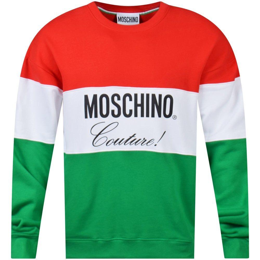 Green and Red Co Logo - MOSCHINO Tri-Colour Logo Sweatshirt - Men from Brother2Brother UK
