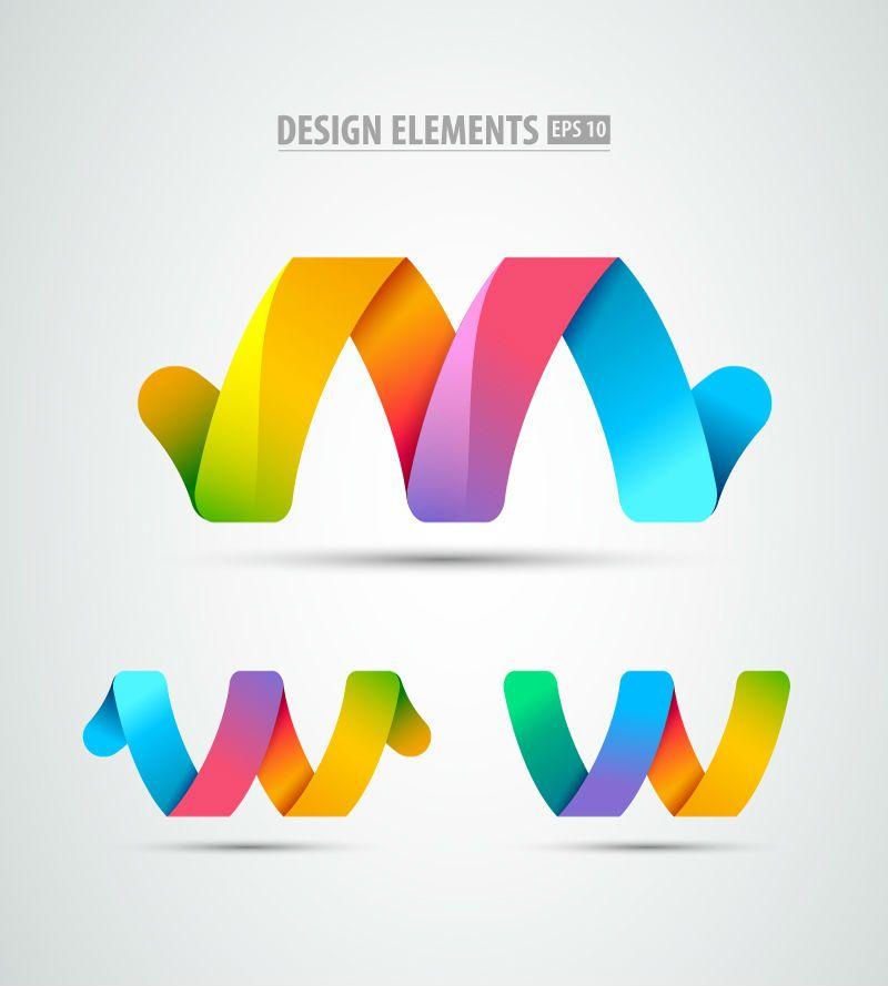 Rainbow Colored Logo - 3 rainbow colored paper ribbon logo vector material three,rainbow ...