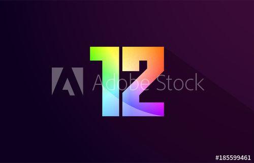 Rainbow Colored Logo - 12 number rainbow colored logo icon design - Buy this stock vector ...