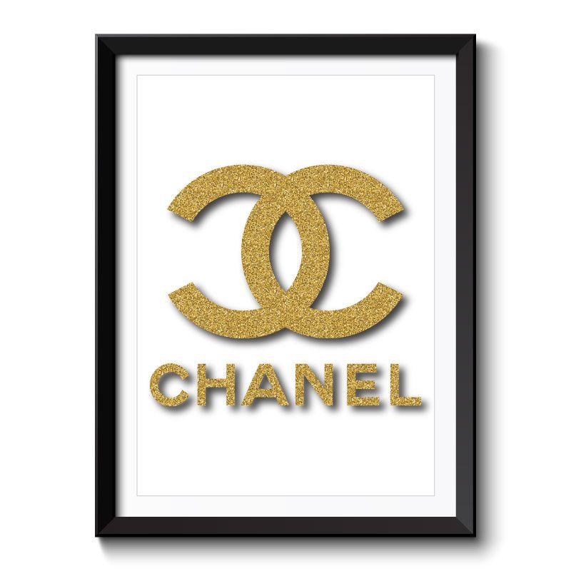Gold Glitter Chanel Logo - Chanel Gold Glitter