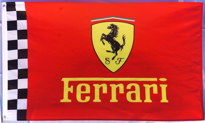 Red Checkered Flag Car Logo - Ferrari checkered Flag for car racing-3x5 FT-100% polyester Banner ...