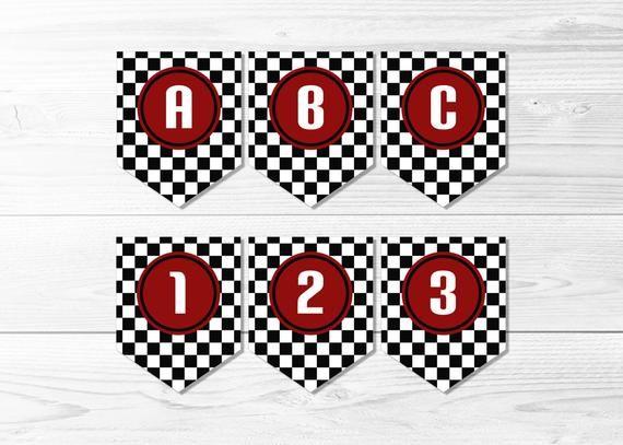 Red Checkered Flag Car Logo - Checkered Flag Banner Black & White Checker Red Boy | Etsy