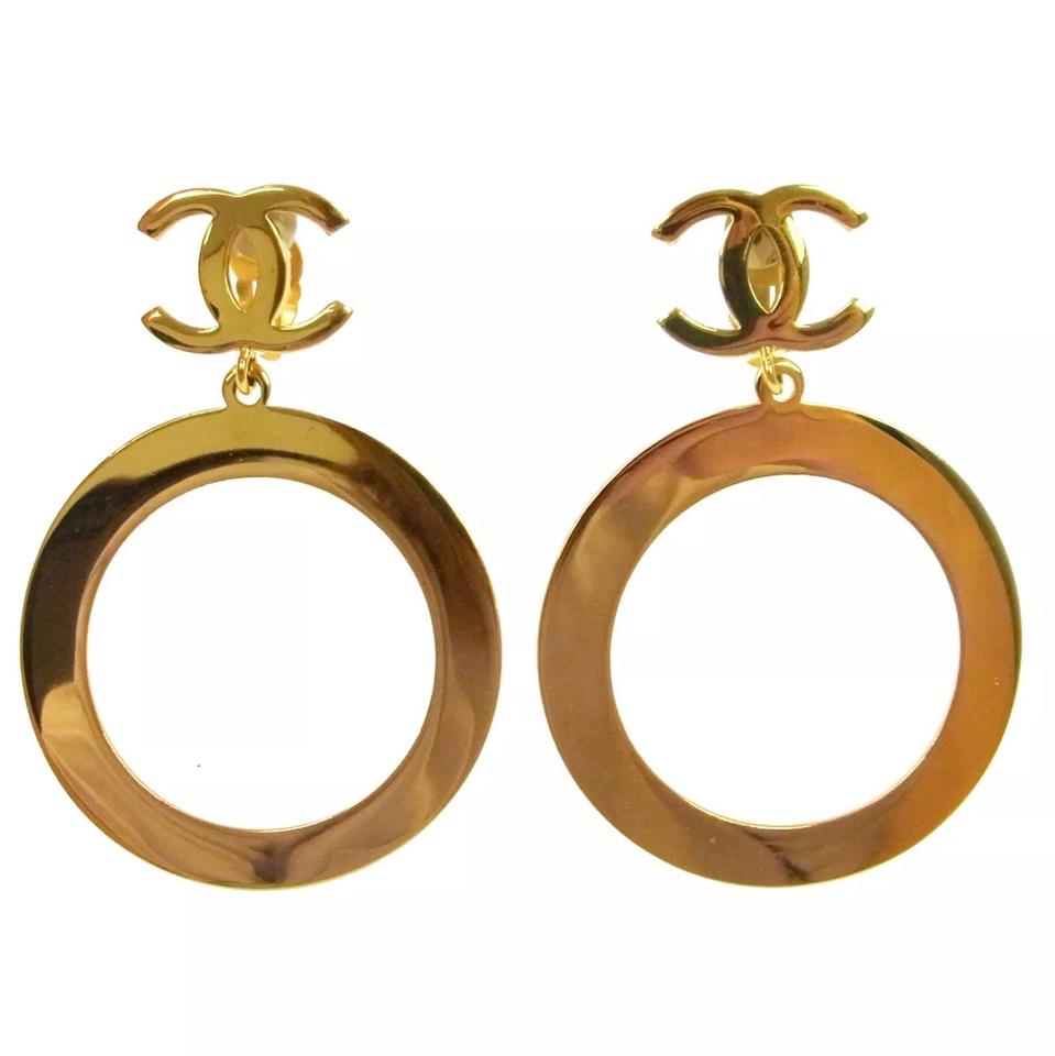 Chanel Gold Logo - Chanel Gold Logo Cc Hoop Earrings