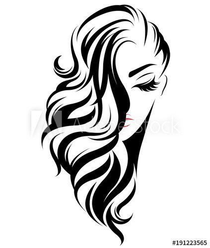 Women with Long Hair Logo - women long hair style icon, logo women on white background - Buy ...