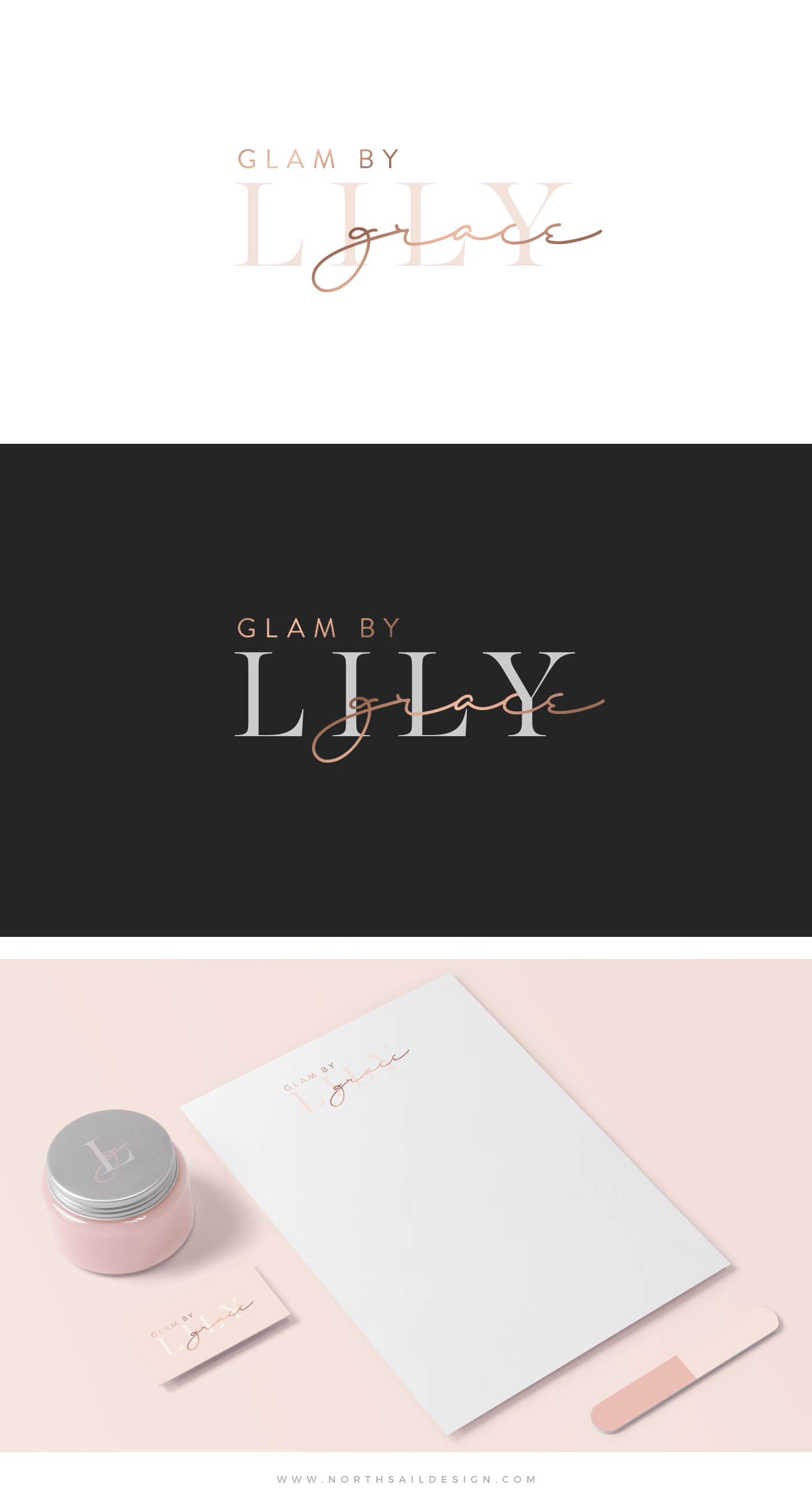 Grace Beauty Logo - Glam by Lily Grace Makeup Artist Brand by North Sail Design Pink ...