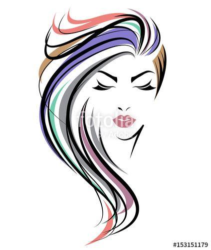 Women with Long Hair Logo - women long hair style icon, logo women face on white background