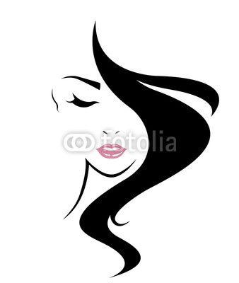 Women with Long Hair Logo - women long hair style icon, logo women face on white background ...