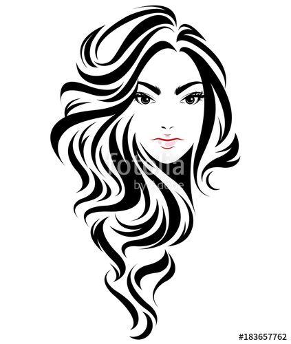 Women with Long Hair Logo - women long hair style icon, logo women face on white background ...