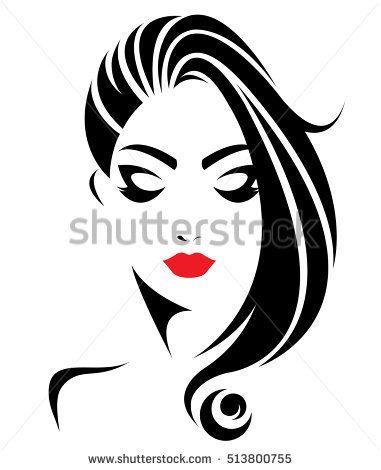 Women with Long Hair Logo - illustration of women long hair style icon, logo women face on white ...