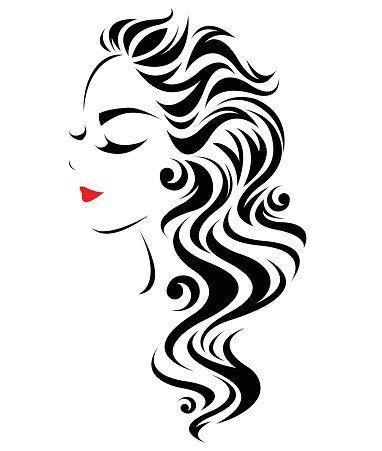 Women with Long Hair Logo - Women Long Hair Style Icon, Logo Women Face premium clipart ...