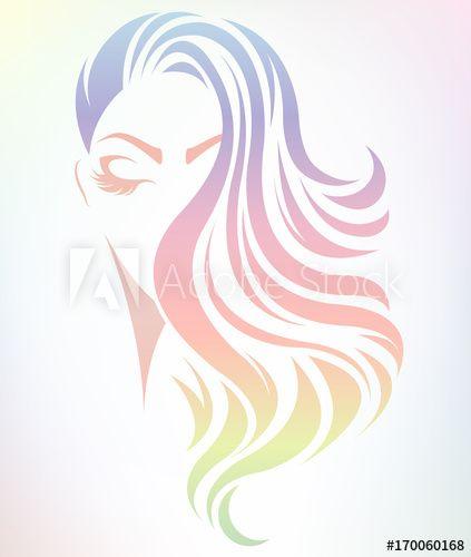 Women with Long Hair Logo - women long hair style icon, logo women on color background - Buy ...