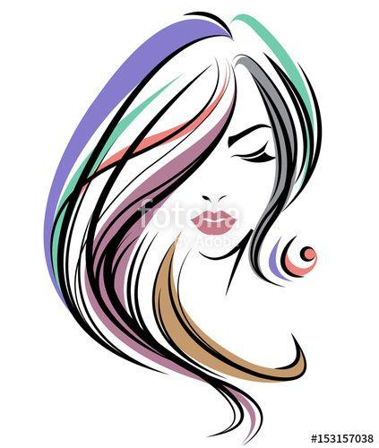 Women with Long Hair Logo - women long hair style icon, logo women face on white background