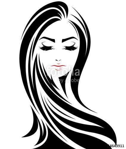 Women with Long Hair Logo - women long hair style icon, logo women face on white background ...