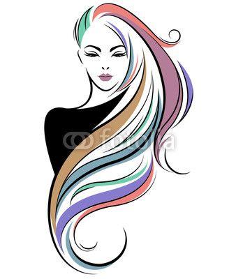 Women with Long Hair Logo - women long hair style icon, logo women face on white background