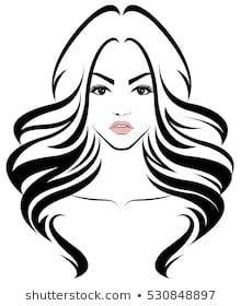 Women with Long Hair Logo - illustration of women long hair style icon, logo women face on white ...