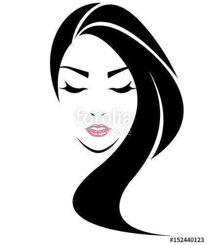 Women with Long Hair Logo - women long hair style icon, logo women face on white background ...