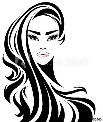 Women with Long Hair Logo - women long hair style icon, logo women on white background - Buy ...