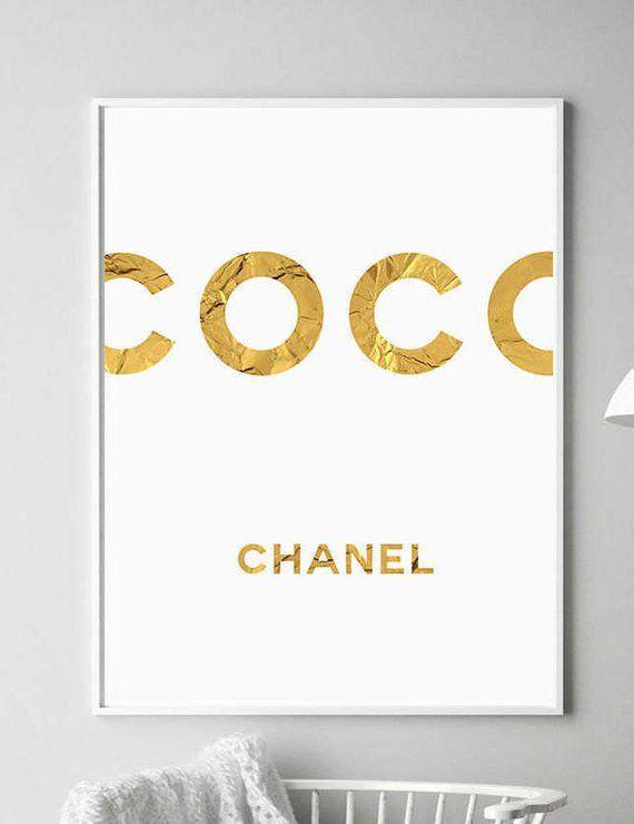 Coco Chanel Gold Logo - Chanel Gold Print Fashion Art Chanel Logo Chanel Logo | Etsy