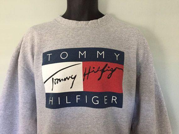 Tommy Hilfiger Signature Logo - FRESH 90's Tommy Hilfiger Sweatshirt Big Block Signature Logo XL ...