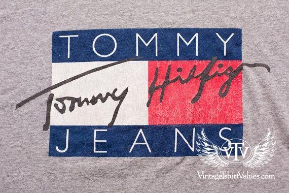 Tommy Hilfiger Signature Logo - Tommy Hilfiger Flag Box Logo T-shirt, Vintage 90s, Spell Out ...