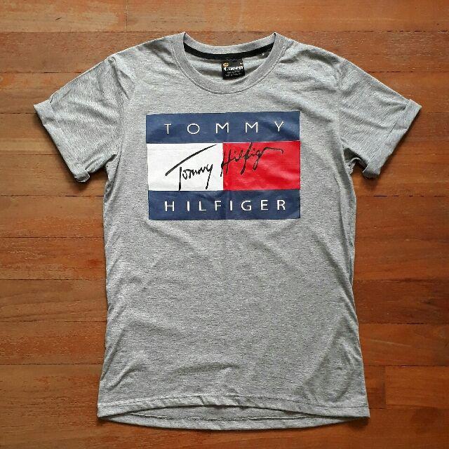 Tommy Hilfiger Signature Logo - Tommy Hilfiger Signature Grey Tee Shirt Top Inspired, Women's ...