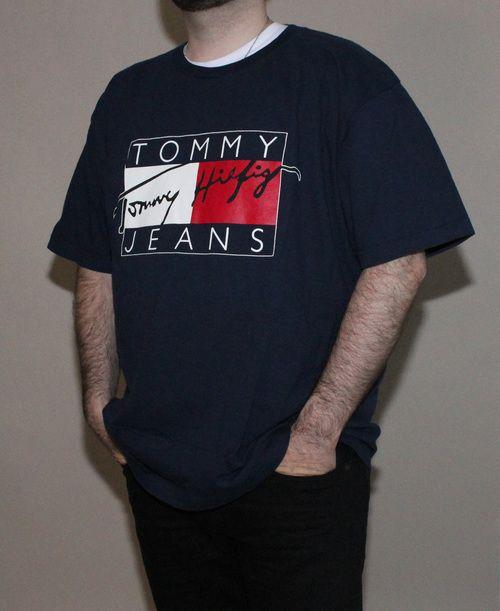 Tommy Hilfiger Signature Logo - Vintage Tommy Hilfiger Tommy Jeans Navy Signature Logo T Shirt (Size ...