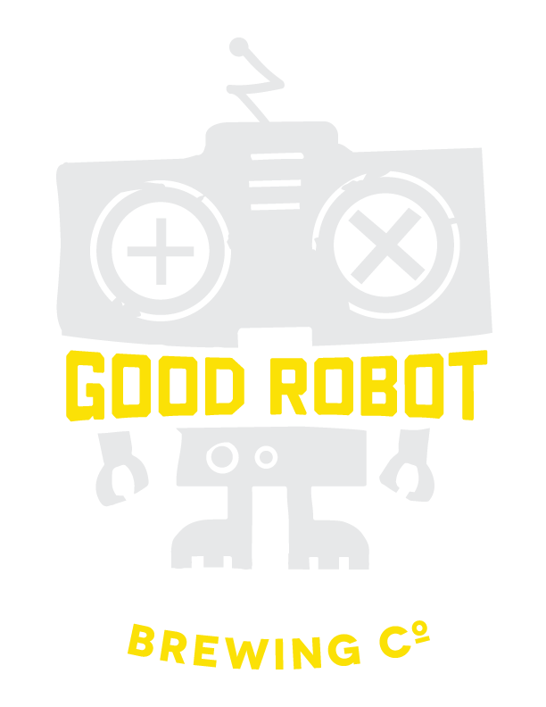 Robot with Yellow Food Logo - Good Robot Brewing Co. - Nova Scotia Food