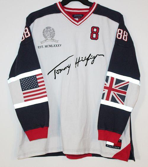 Tommy Hilfiger Signature Logo - Vintage Tommy Hilfiger Signature Flag Hockey Jersey (Size Kids XL ...