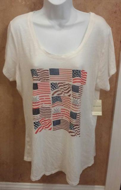 Stripes Off White Brand Logo - NWT $39.50 LUCKY BRAND Womens Off White USA FLAG Logo Stars ...