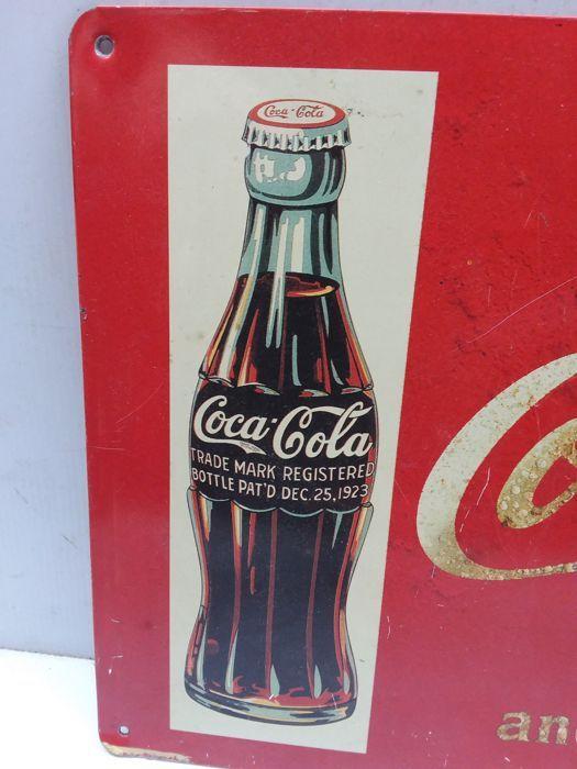Old Cola Gota Logo - Old tin Coca Cola sign. 1985 - Catawiki