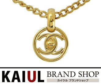Chanel Gold Logo - KAIUL Rakuten Market store: Chanel here mark necklace gold logo