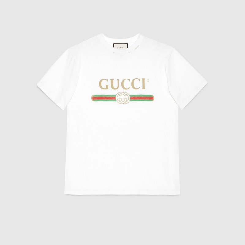 Simple Gucci Logo - Oversize T-shirt with Gucci logo in White cotton jersey | Gucci ...