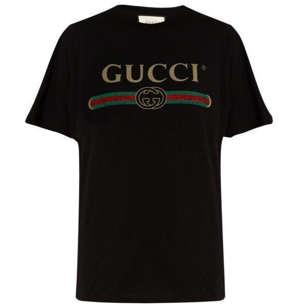 Simple Gucci Logo - Gucci Logo-Print Cotton T-Shirt in Black | Shopstasy