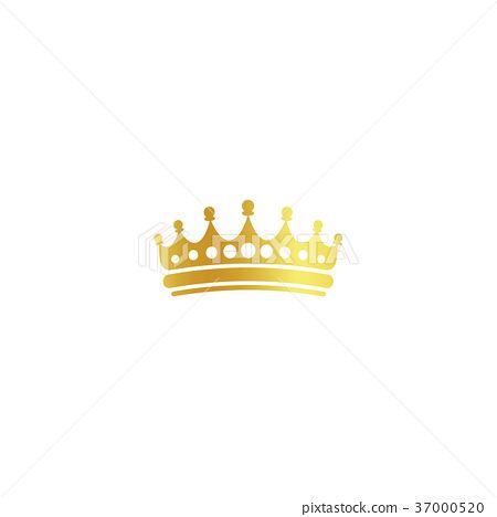 Yellow and White Crown Logo - Isolated golden color crown logo on white Illustration