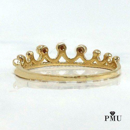Yellow and White Crown Logo - Bezel Diamond Crown Tiara 14k Gold Ring (Yellow White Rose)