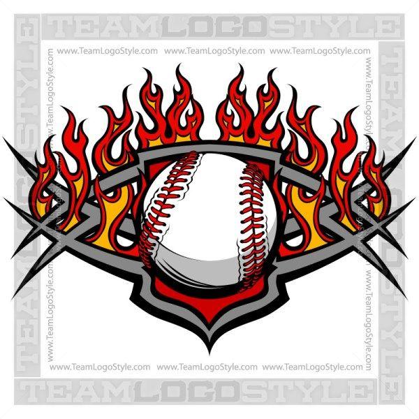 Flaming W Logo - Flaming Baseball Logo - Vector Clipart flaming ball