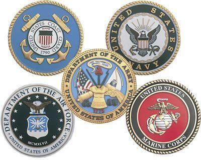 United States Military Logo - Symbols of the Five American Military Services. Air Force, Army ...