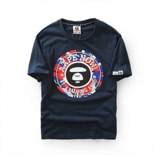 Bape Camo Circle Logo - AAPE Now By A Bathing Ape Face Camouflage Circle T Shirt (Navy)