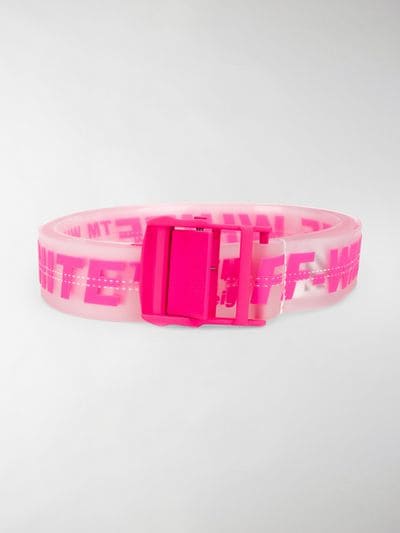 White Pink Logo - Off White Pink PVC Pink Industrial Logo Belt. Stefaniamode.com