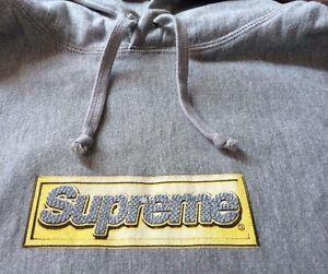 Supreme Bling Logo - Supreme Bling box Logo Pullover Hoodie Size M Medium Grey Hoody