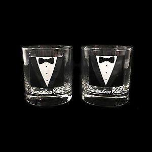 Canadian Club Logo - Set of 2 Canadian Club Whiskey Glasses with Tuxedo Logo, Man Men Bar ...