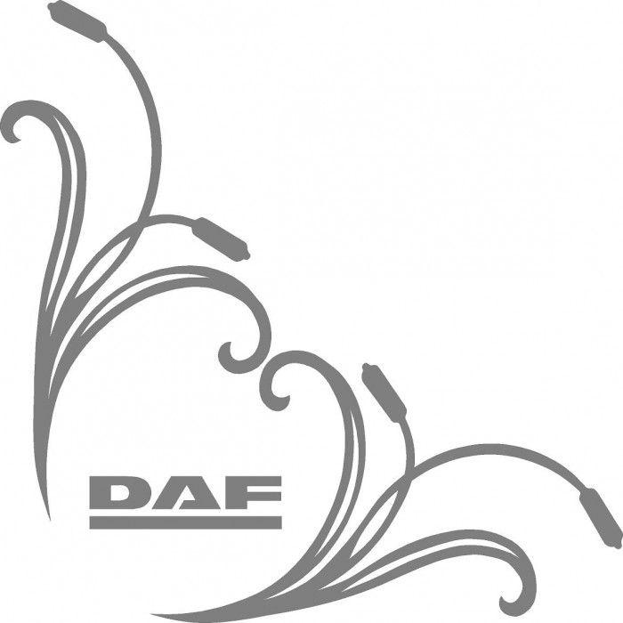 DAF Logo - DAF truck word cab window stickers (pair) scroll with daf logo word