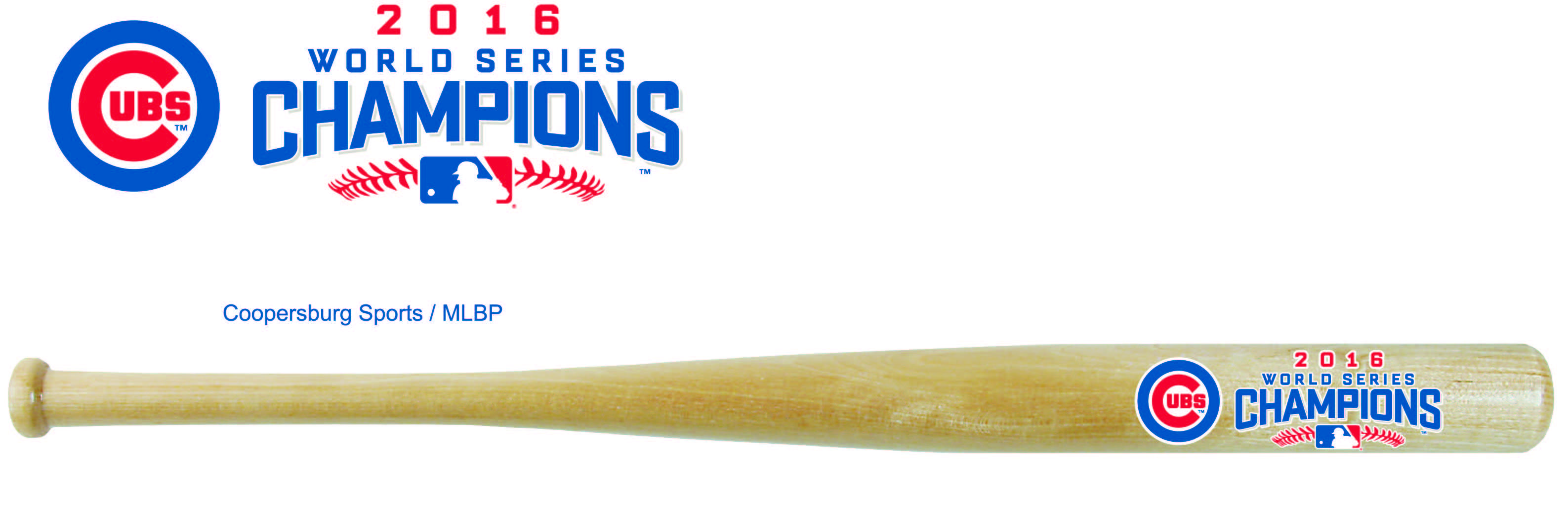 Baseball Bat Team Logo - Chicago Cubs World Series 2016 Champions MLB Natural Wood Baseball ...