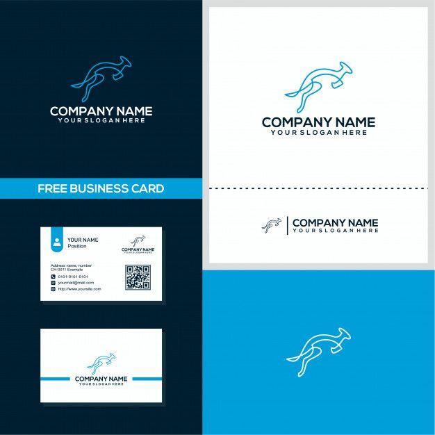 Kangaroo Company Logo - Monoline creative kangaroo logo and business card design concept